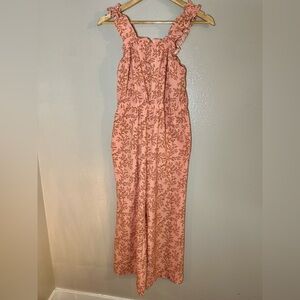 LOFT Peach and White Floral Top Size Xs